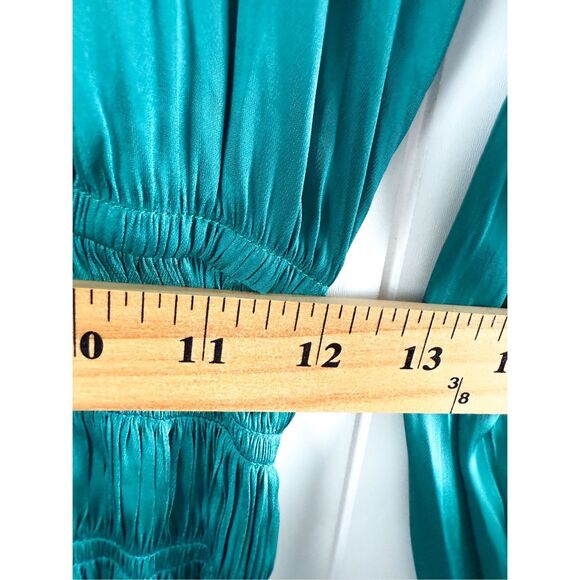 Anthropologie Current Air $138 Alyce Mini Dress Turquoise Blue Green Ruched XSP - Picture 7 of 12